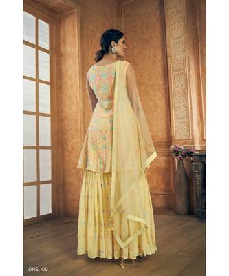 Yellow Color Resham Work Salwar Kameez With Soft Net Dupatta 2