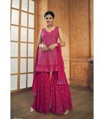 Pink Color Designer Zari Work Salwar Kameez With Dupatta