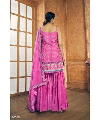 Pink Color Silk Material Sequins Work Salwar Kameez With Dupatta 2