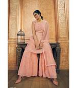 Peach Georgette Base Zari Work Salwar Kameez With Dupatta