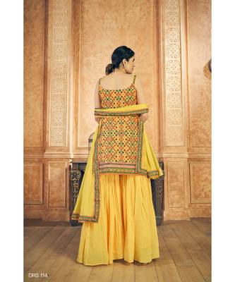Yellow Color Chiffon Material Salwar Kameez With Dupatta Set 2