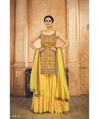 Yellow Color Chiffon Material Salwar Kameez With Dupatta Set 3