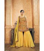 Yellow Color Chiffon Material Salwar Kameez With Dupatta Set
