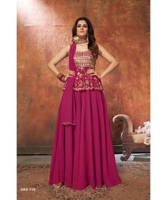 Pink Georgette Fabric Salwar Kameez With Dupatta Set 1