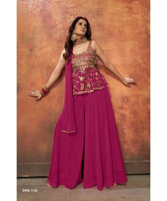Pink Georgette Fabric Salwar Kameez With Dupatta Set 2