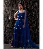 Blue Color Georgette Base Zari & Mirror Work Salwar Kameez With Dupatta