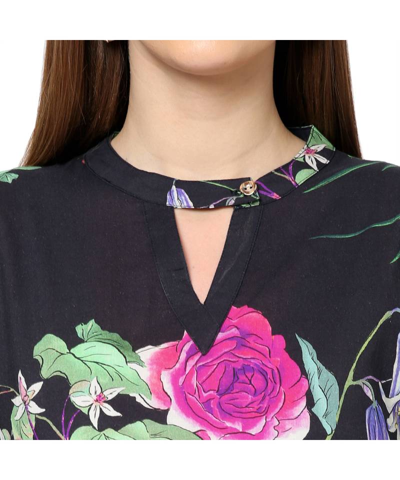 Black Floral Cotton top