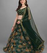 Green Printed Lehenga Choli With Un-stitched Blouse