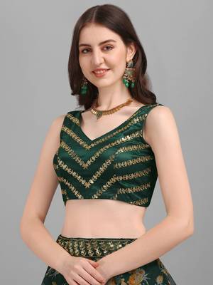 Green Printed Lehenga Choli With Un-stitched Blouse 5