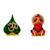 Holy Symbol Om on Peepal Leaf Lord Hanuman Bajrang-Bali Face Set of 2 Idol Statue for Home Office Car Dashboard & Gift