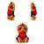 Holy Symbol Om on Peepal Leaf Lord Hanuman Bajrang-Bali Face Set of 2 Idol Statue for Home Office Car Dashboard & Gift