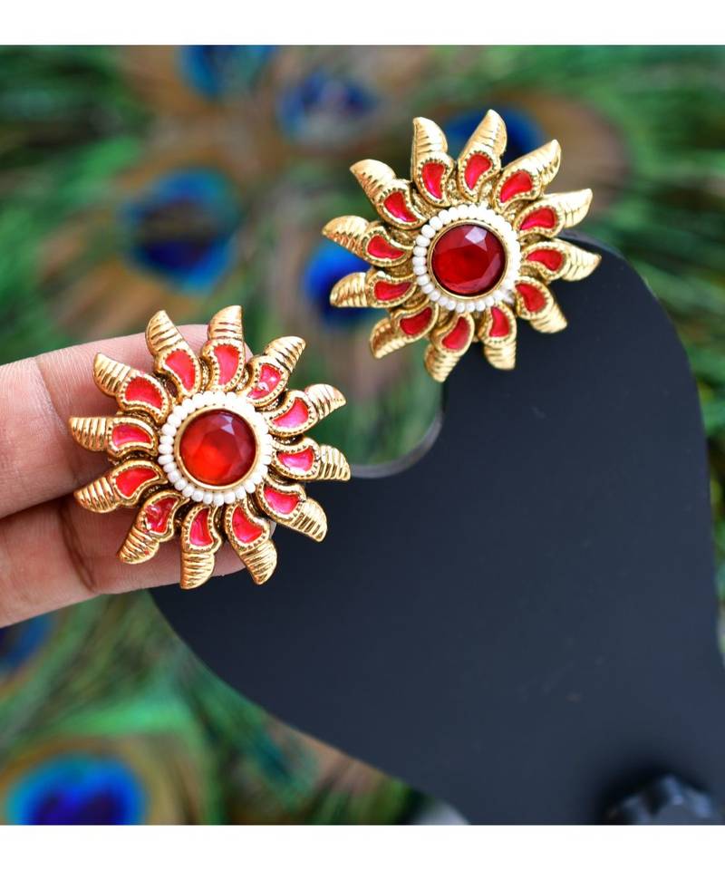 Antique hot pink sun stud dj-06367