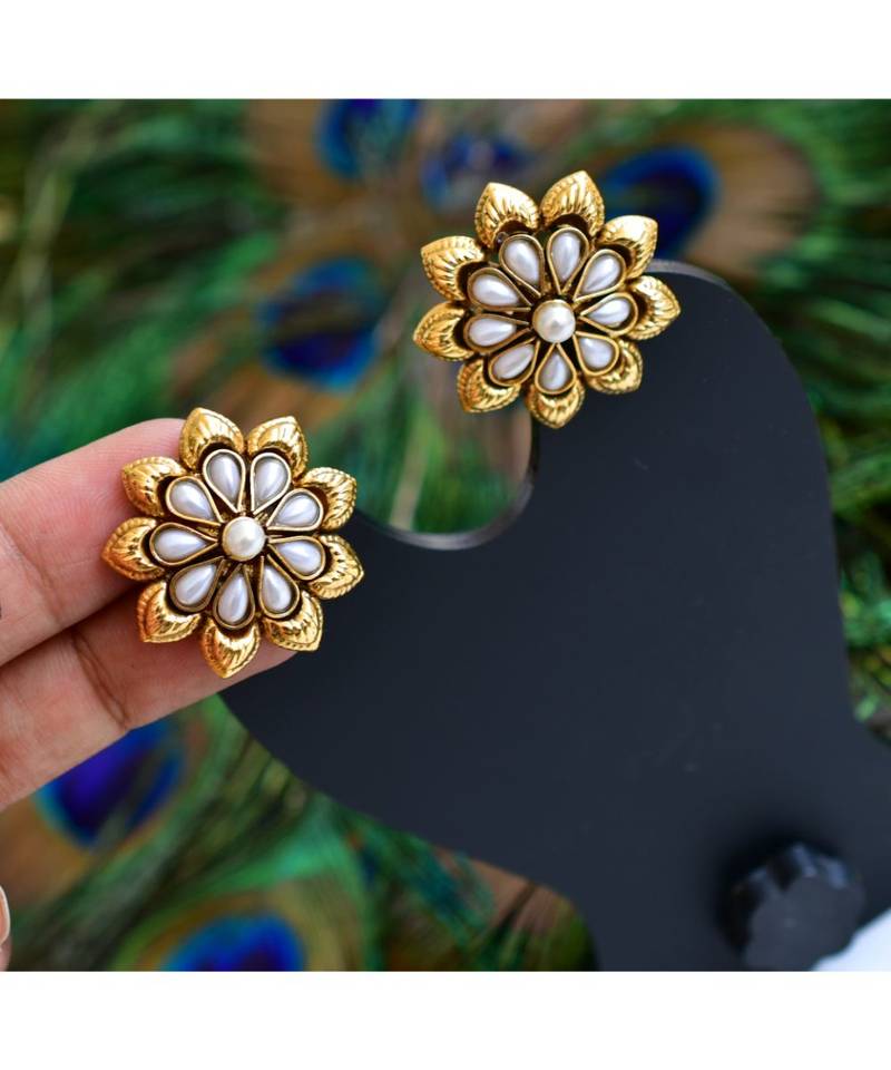 Antique pearl flower studs dj-06407