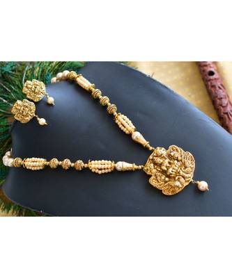 Antique designer pearl Lakshmi necklace set dj-06435 1