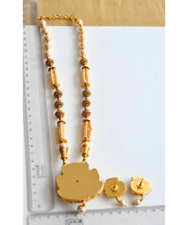 Antique designer pearl Lakshmi necklace set dj-06435