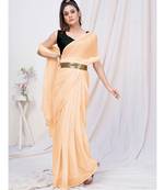Warm Off White Plain Ready to Wear Silk Saree WITH BLOUSE