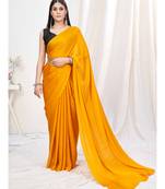 Sunshine Yellow Plain Ready to Wear Silk Saree WITH BLOUSE