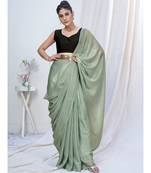 Mint Green Plain Ready to Wear Silk Saree WITH BLOUSE