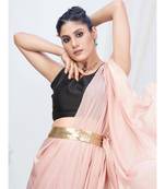 Old Rose Pink Plain Ready to Wear Silk Saree WITH BLOUSE