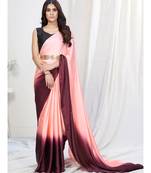 Pink or Wine Plain Ready to Wear Silk Saree WITH BLOUSE