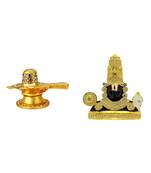Lord Shiva-Shiv Golden Jyotirling-Shivling Venkateswara Srinivasa Venkatachalapati God Tirupati Balaji Set of 2 Idols