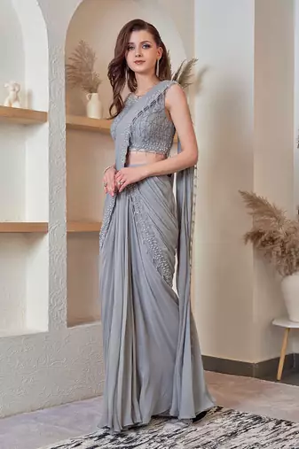 Grey Saree Set