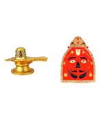 Lord Shiva-Shiv Golden Jyotirling-Shivling Salasar Dham Balaji Set of 2 Idol Statue for Home Office Car & Gift