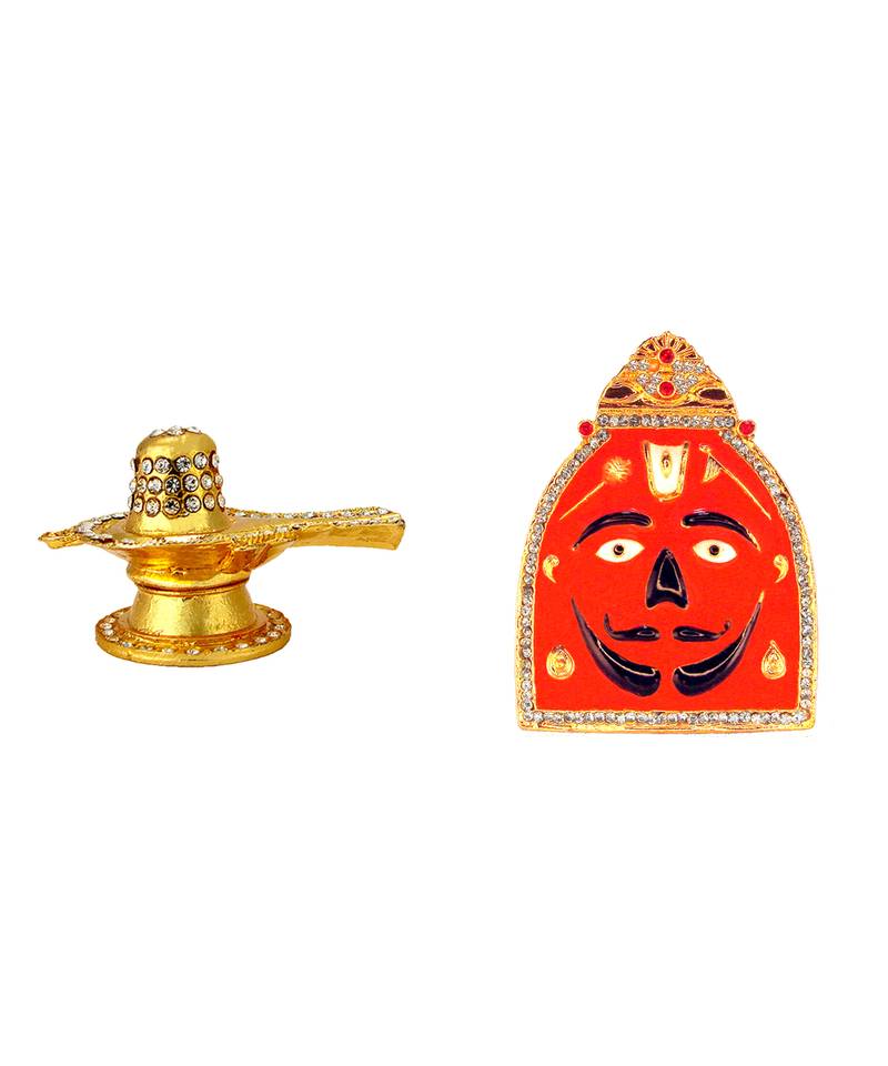 Lord Shiva-Shiv Golden Jyotirling-Shivling Salasar Dham Balaji Set of 2 Idol Statue for Home Office Car & Gift