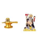 Lord Shiva-Shiv Golden Jyotirling-Shivling Mata Kali (Small Size) Set of 2 Idol Statue for Home Office Car & Gift