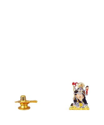 Lord Shiva-Shiv Golden Jyotirling-Shivling Mata Kali (Small Size) Set of 2 Idol Statue for Home Office Car & Gift 2