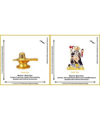 Lord Shiva-Shiv Golden Jyotirling-Shivling Mata Kali (Small Size) Set of 2 Idol Statue for Home Office Car & Gift 4