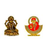 Mata Lakshmi (Maa Laxmi) (antique style) Sai Baba of Shirdi Blessing Murti Combo Set 2 Idol Statue Showpiece