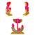 Lord Ganesha Face (Pink) Mata Saraswati on Lotus Flower Set of 2 Idol Statue for Home Office Shop Car Dashboard & Gift