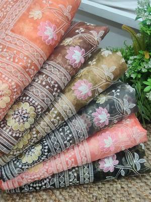 Organza Printed Saree With Kashmiri Thread Work Saree 5