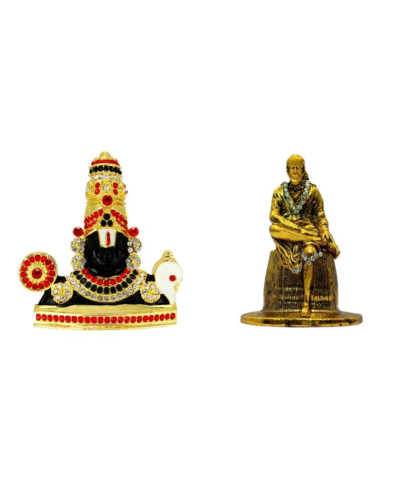 Lord Venkateswara Srinivasa Tirupathi Balaji Swamy Sai Baba of Shirdi Blessing Murti Combo Set 2 Idol Statue Showpiece