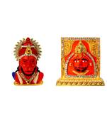 Lord Hanuman Bajrang-Bali Face Salasar Dham Balaji Combo Set of 2 Idol Statue for Home Office Shop Car Dashboard & Gift