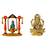 Lord Krishna (Murlidhar) on Swing Ganesha Lotus Flower Murti Set of 2 Idol Statue for Home Office Car Dashboard & Gift