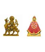 Maa Durga, Vaishno Devi, Sherawali Mata Khatu Shyam Ji Set of 2 Idol Statue for Home Office Shop Car Dashboard & Gift