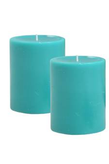 Atorakushon Smokeless And Dripless Scented Pillar Candles for Decorations Home Decor Festival Colour Firoza Pack of 2