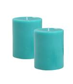 Atorakushon Smokeless And Dripless Scented Pillar Candles for Decorations Home Decor Festival Colour Firoza Pack of 2