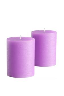 Atorakushon Smokeless And Dripless Scented Pillar Candles for Decorations Home Decor Festival Colour Purple Pack of 2