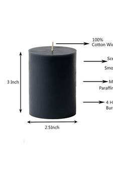Atorakushon Smokeless And Dripless Scented Pillar Candles for Decorations Home Decor Festival Colour Black Pack of 2