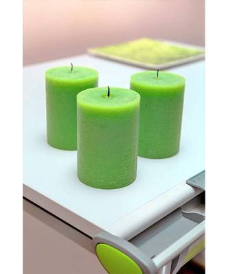 Atorakushon Smokeless And Dripless Scented Pillar Candles for Decorations Home Decor Festival Colour Green Pack of 2 1