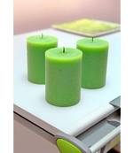 Atorakushon Smokeless And Dripless Scented Pillar Candles for Decorations Home Decor Festival Colour Green Pack of 2