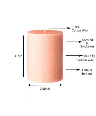 Atorakushon Smokeless And Dripless Scented Pillar Candles for Decorations Home Decor Festival Colour Peach Pack of 2 2