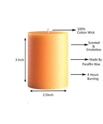 Atorakushon Smokeless And Dripless Scented Pillar Candles for Decorations Home Decor Festival Colour Orange Pack of 2 1