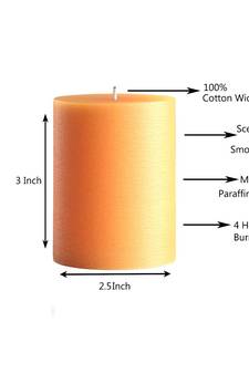 Atorakushon Smokeless And Dripless Scented Pillar Candles for Decorations Home Decor Festival Colour Orange Pack of 2