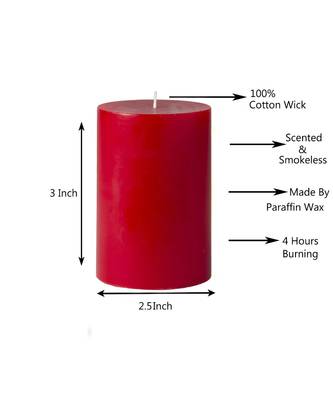 Atorakushon Smokeless And Dripless Scented Pillar Candles for Decorations Home Decor Festival Colour Red Pack of 2 2