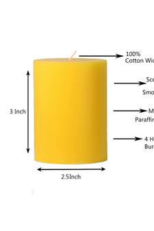 Atorakushon Smokeless And Dripless Scented Pillar Candles for Decorations Home Decor Festival Colour Yelow Pack of 2