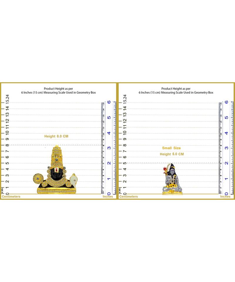 Lord Venkateswara God Tirupati Balaji Shiva doing meditation (multicolour-Small) Set of 2 Idols